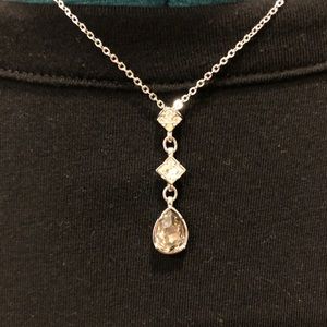 Swarovski Crystal & Sterling Drop Pendant Necklace